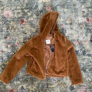 Abercrombie & Fitch Light Brown zip up faux fur jacket
